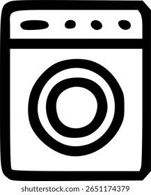 wash machine icon line clip art