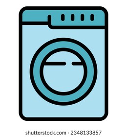 Vector de contorno de icono de máquina de lavado. Plancha. Plano de color de planchado eléctrico