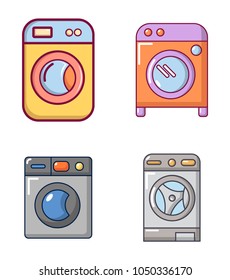 Wash machine icon set. Cartoon set of wash machine vector icons for web design isolated on white background