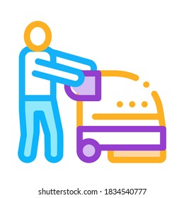 Wash Machine Icon Vector. Outline Wash Machine Sign. Isolated Contour Symbol Illustration