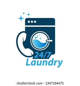 Wash machine laundry room logo. Simple illustration of wash machine laundry room vector logo