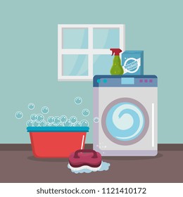 wash machine with laundry service icons