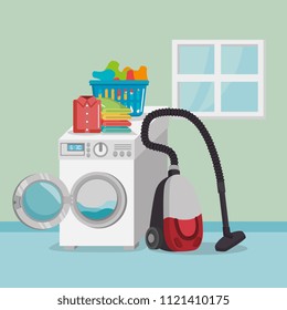 wash machine with laundry service icons