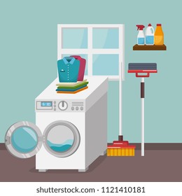 wash machine with laundry service icons