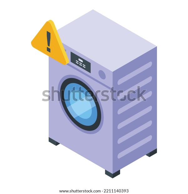 Wash machine repair service icon\
isometric vector. Home appliance. Broken\
electric