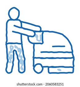 Wash Machine sketch icon vector. Hand drawn blue doodle line art Wash Machine sign. isolated symbol illustration