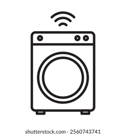 wash machine smart home isolated line icon