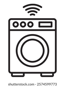 wash machine smart home isolated line icon