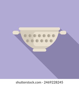 Wash metal colander icon flat vector. Cooking element. Design metal tool