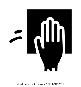 wash with napkin and glove glyph icon vector. wash with napkin and glove sign. isolated contour symbol black illustration