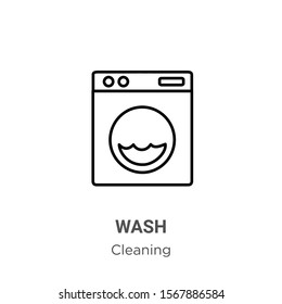 Wash outline vector icon. Thin line black wash icon, flat vector simple element illustration from editable cleaning concept isolated on white background
