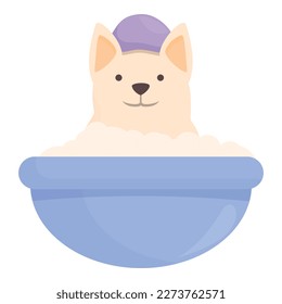 Wash pet icon cartoon vector. Spa dog. Bath animal