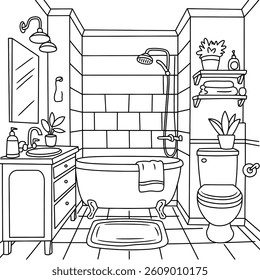 Wash Room colouring page line art 