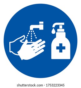 Wash and Sanitise Hands Symbol Sign ,Vector Illustration, Isolate On White Background Label. EPS10