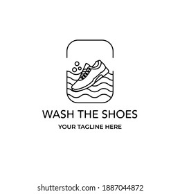 wash the shoes art logo vector line illustration design