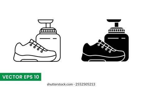 wash shoes line art and glyphs vector icon isolated on white background