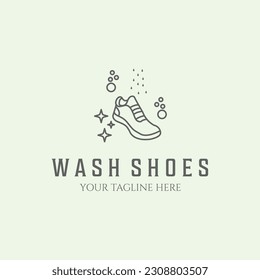 wash the shoes line art logo minimalist vector illustration design