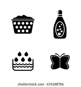 Wash. Simple Related Vector Icons Set for Video, Mobile Apps, Web Sites, Print Projects and Your Design. Black Flat Illustration on White Background.