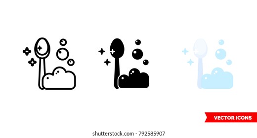 Wash spoon icon of 3 types: color, black and white, outline. Isolated vector sign symbol.