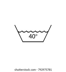 Wash at a temperature not exceeding 40 C. Washing is allowed. Warning mark care for textile, tissue, garment. Sign for label. Vector illustration