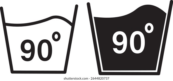 Wash at a temperature not exceeding 50 degrees. Laundry symbols, Washing clothing 20, to 90, degree celsius,Vector flat sign graphic design vactor,
