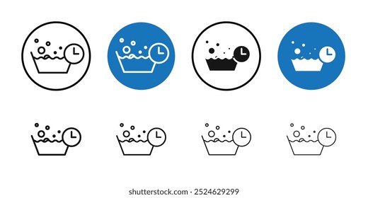 Icono de tiempo de lavado colección de arte de línea delgada