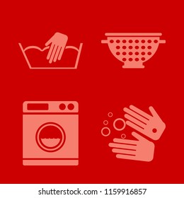 wash vector icons set. with hand washing, colander, wash hands and washer in set