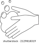 Wash ,  washing hands to keep clean flat vector icon for websites and print , line clip art