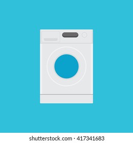 wash washing machine single isolated with blue background vector graphic illustration