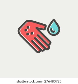 Wash wound with water icon thin line for web and mobile, modern minimalistic flat design. Vector icon with dark grey outline and offset colour on light grey background.