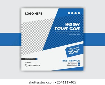 Wash Your Car post banner template and creative social media ads design vector