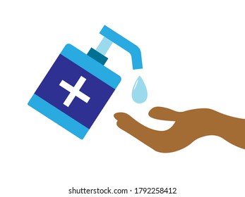 wash your hand with anti bacterial hand sanitizer to protected from virus. healthy lifestyle in pandemic of coronavirus. vector illustration