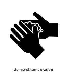 Waschen Sie Ihr handschwarzes Symbol, Vektorgrafik einzeln auf weißem Hintergrund. EPS10
