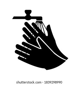 Wash Your Hand Please Black Icon,Vector Illustration, Isolated On White Background Label. EPS10