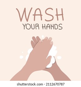 Wash your hand for poster, sign protect your hand. Vector art in flat design illustration style