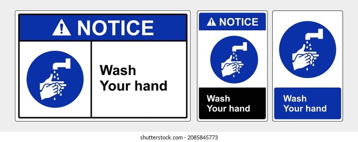 Wash Your Hand Stop Covid. Vector Protocol Covid.covid Preventing. Safety Sign. Osha And Ansi Standart.