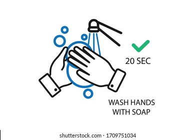 Lávese la mano usando el icono vectorial de jabón
