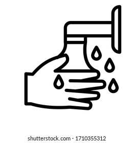 Wash Your Hands For 20 Seconds Frequently Concept, Coronavirus Prevention Symbol, Personal Hygiene  Vector Icon, Faucet With Soapy Hand Design,