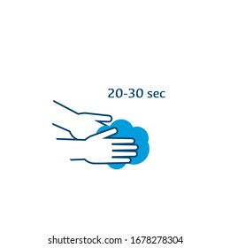 Wash your hands 20-30sec, health care, Stock vector illustration isolated on white background