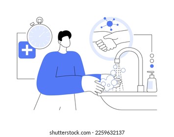 Wash your hands abstract concept vector illustration. Prevent virus spread, coronavirus exposure risk, hand sanitizer, personal hygiene, bacterial contamination, do your part abstract metaphor.