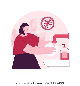 Wash your hands abstract concept vector illustration. Prevent virus spread, coronavirus exposure risk, hand sanitizer, personal hygiene, bacterial contamination, do your part abstract metaphor.