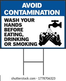 Wash your hands before eating,drinking or. set of mandatory sign or warning sign corona virus yard sign design or 2019-ncov viruses or wash your hand sign concept. eps 10 vector, easy to modify.