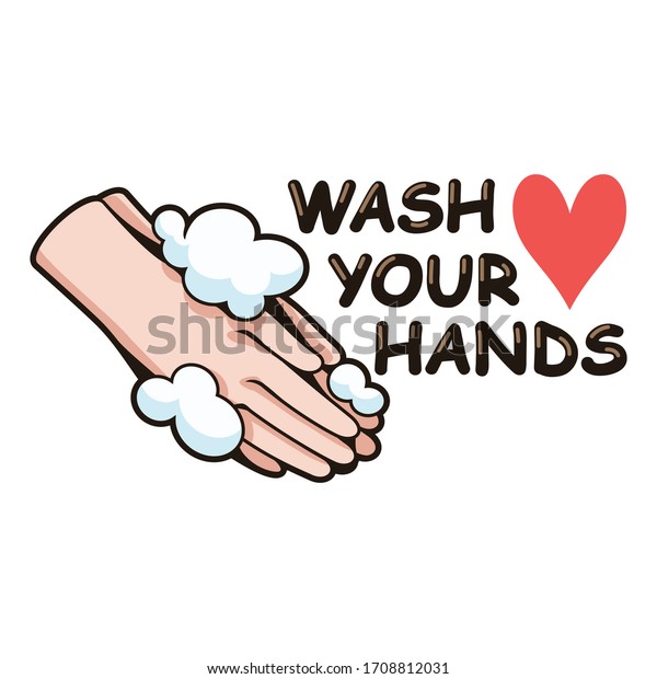 Wash Your Hands Cartoon Sign Clipart Stock Vector Royalty Free 1708812031