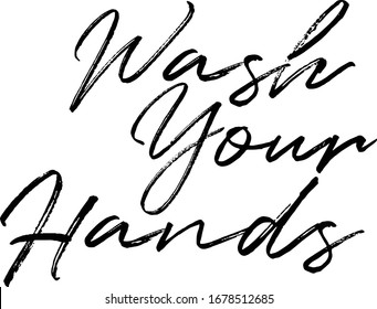 wash your hands Cursive hand lettering digital art