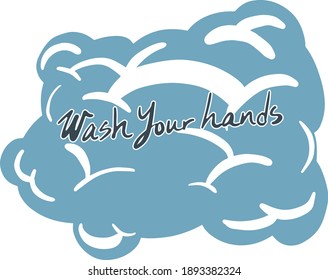 wash your hands dialogue graphic bubble blue hygiene concept idea 
