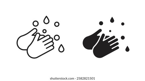 Wash your hands filled and outlined icons vectors on white background