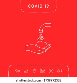 Wash your hands frequently - infographic, line icon