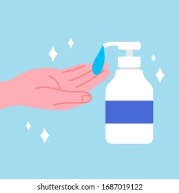 wash your hands to get rid of the germs. hand sanitizer, disinfectant illustration.