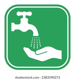 Wash your hands green sign isolated on white background, hygiene health care concept