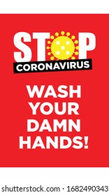 Wash your hands hygiene poster. Vector illustration of coronavirus. Stop coronavirus concept. 